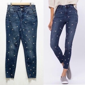 Judy Blue Stars Align Embroidered Skinny Jean Sz 29 X 28" Inseam